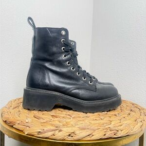 Steve Madden Leather Lace-Up Moto Boots